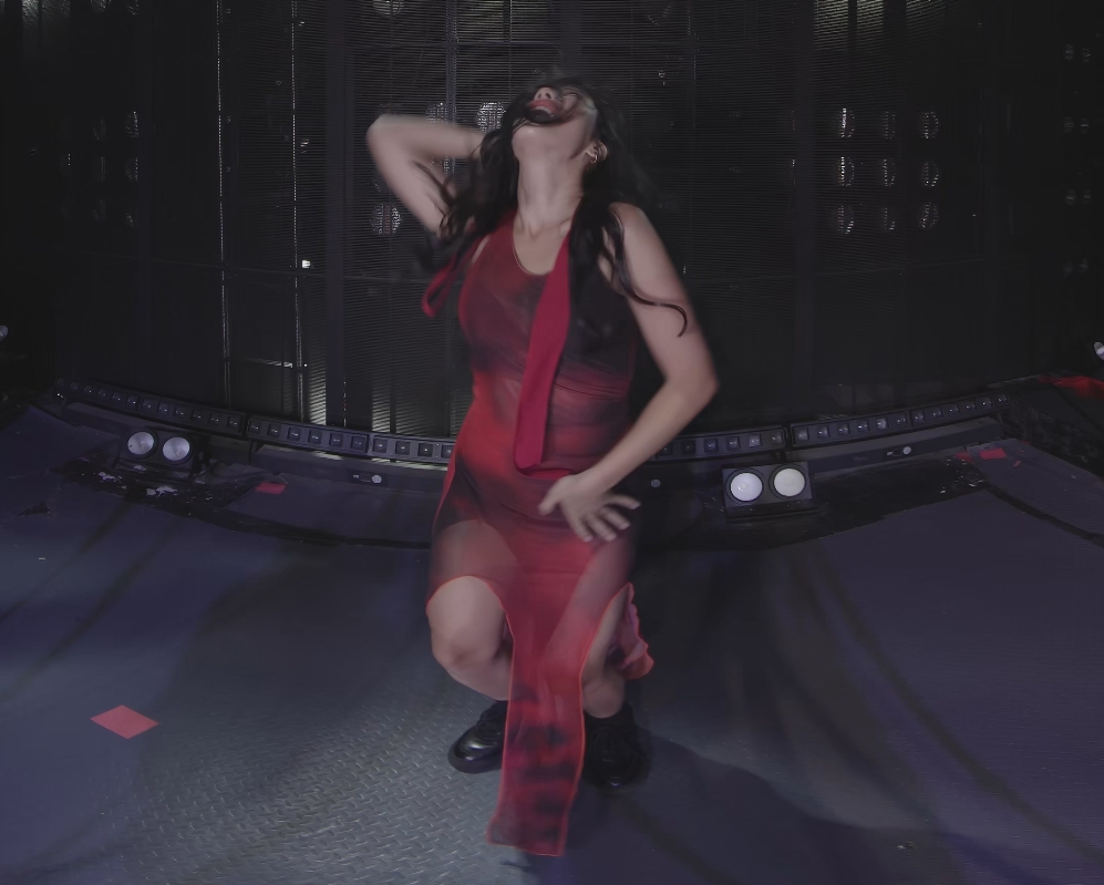 vr 3d视频 红裙热舞 Beautiful girl dancing passionately in red dress